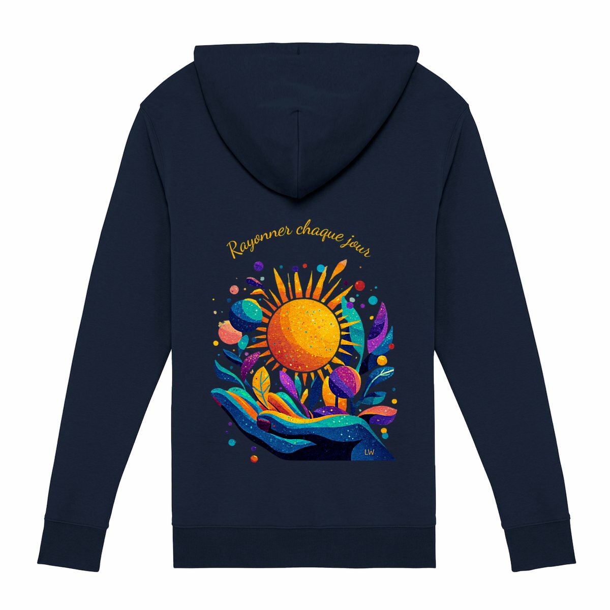 Sweat zippé - Rayonner chaque jour- texte jaune - dos_0