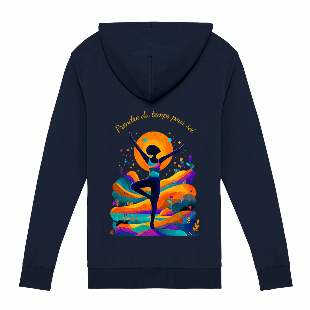 Sweat zippé - Prendre du temps pour soi -Texte orange - dos_0