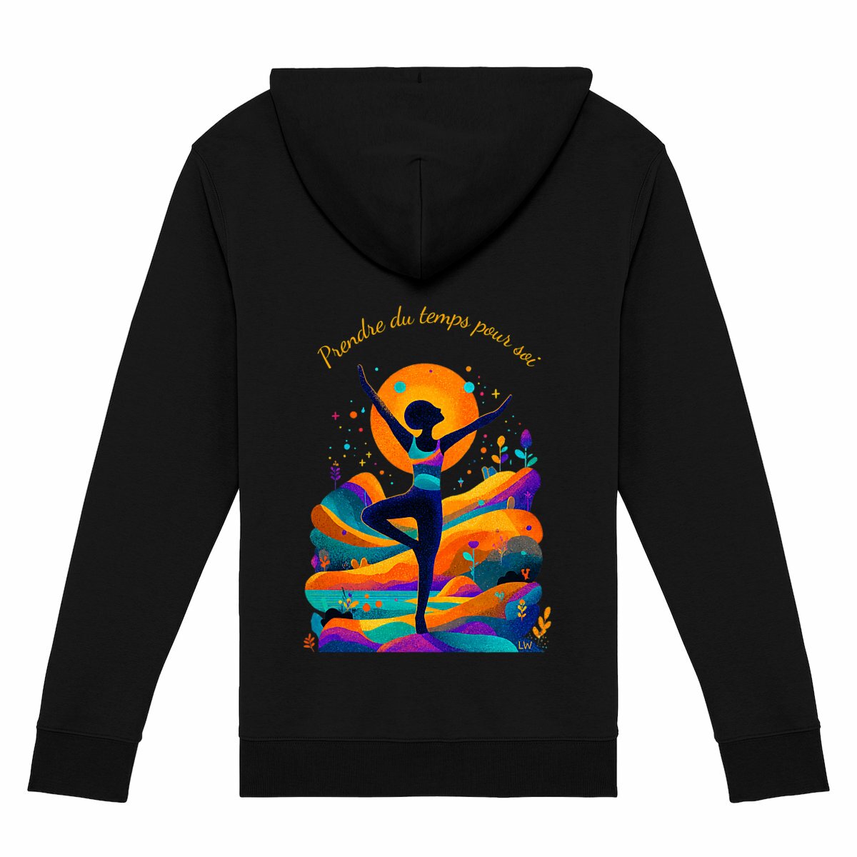 Sweat zippé - Prendre du temps pour soi -Texte orange - dos_2