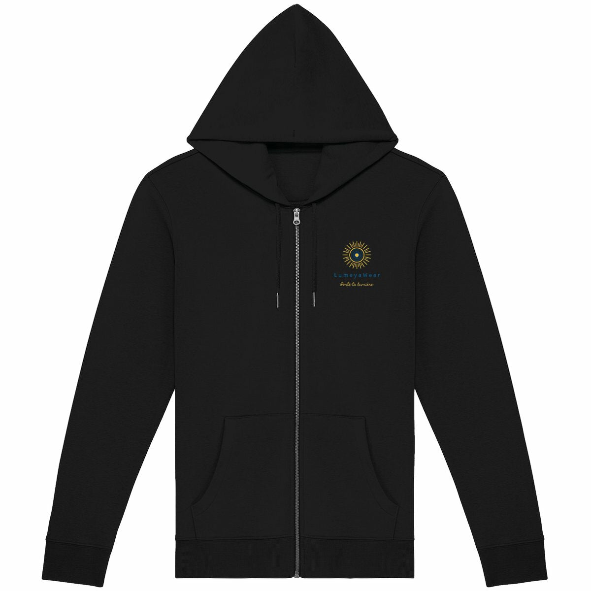 Sweat zippé - Prendre du temps pour soi -Texte orange - face_2